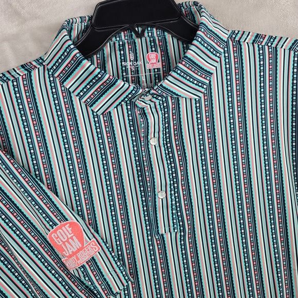 Iron Oak Cowboy Polo Pearl Snaps Mens Mens Large Randy Rodgers Golf Jam‎
